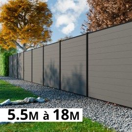 Optez pour le kit clôture composite imitation bois avec deck linea